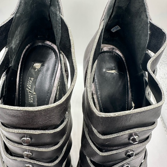 WHBM Leather Caged Peep Toe Heel, Gunmetal - Picture 6 of 11